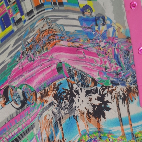 Escada Pink Silk Graphic Tunic with Dolman Sleeves - Picture 4 of 10